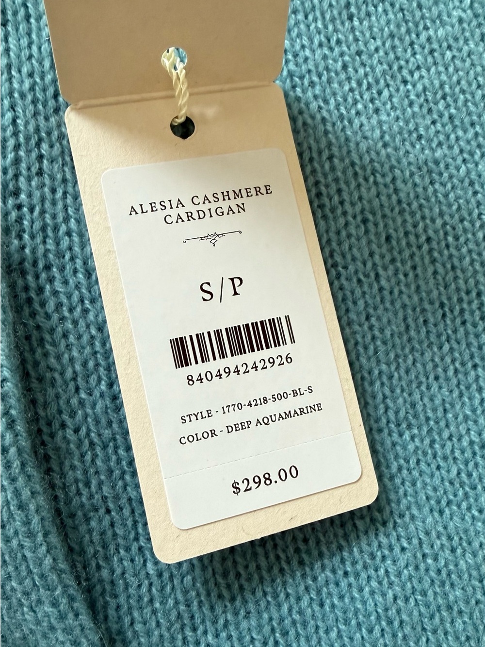 Doen ALESIA CASHMERE CARDIGAN Small Aquamarine NWT - Picture 11 of 11